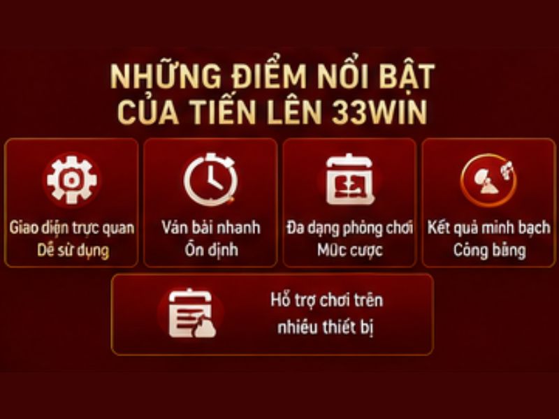 Những điểm nổi bật của Tiến Lên 33WIN