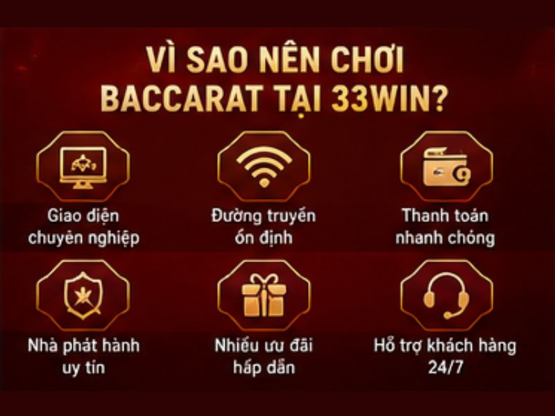 Vì sao nên chơi Baccarat tại 33WIN